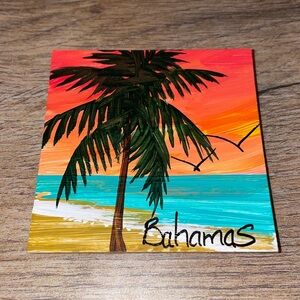 Hand painted Bahamas travel souvenir magnet